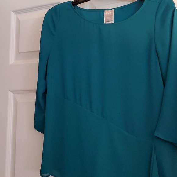 Chico's Teal Asymmetrical Top NWOT! - Picture 2 of 10